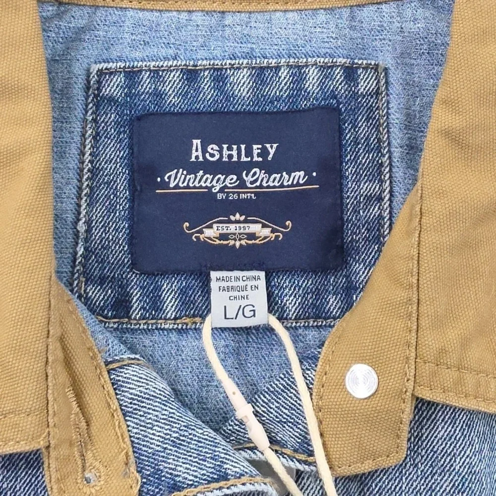 Ashley Vintage Charm Chore Jacket Mens L Large Denim NEW Deep Pockets NWT‎ Barn